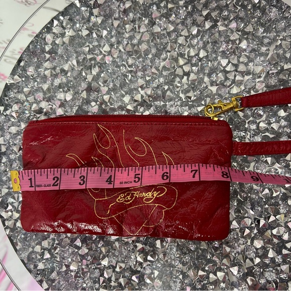 Ed hardy bag wristlet pouch red logo print interior tattoo brand don ed hardy - Picture 7 of 9